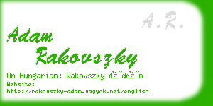 adam rakovszky business card